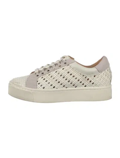 Pre-owned Joie Leather Patterned Sneakers In White