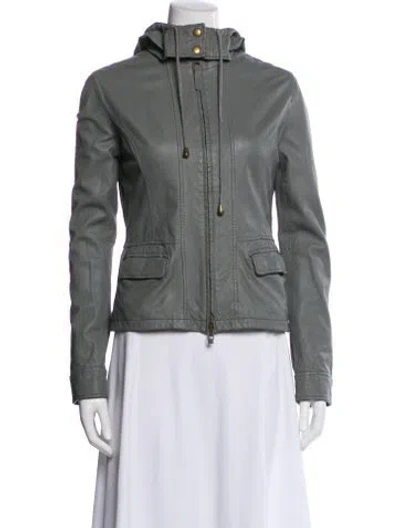 Pre-owned Joie Leather Performance Jacket In Gray