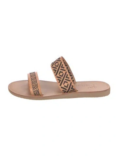 Pre-owned Joie Leather Printed Slides In Neutral