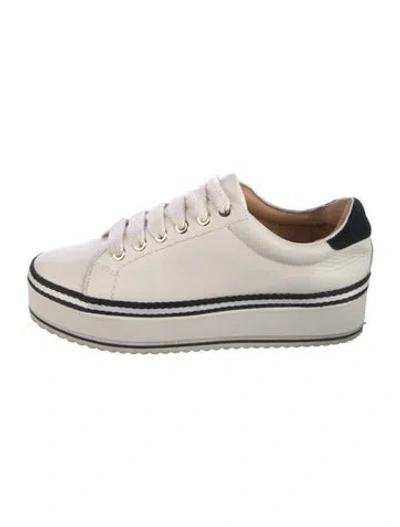 Pre-owned Joie Leather Printed Sneakers In White