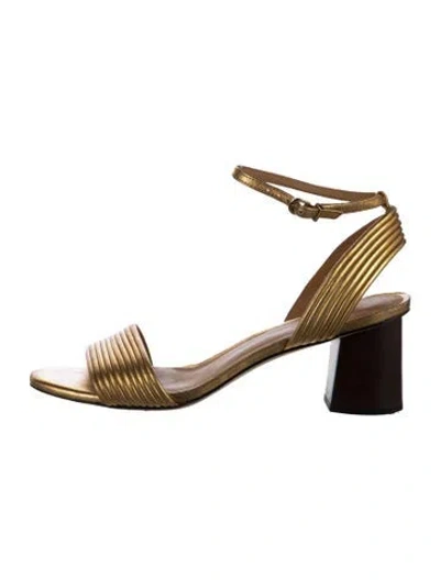 Pre-owned Joie Leather Sandals In Gold/metallic