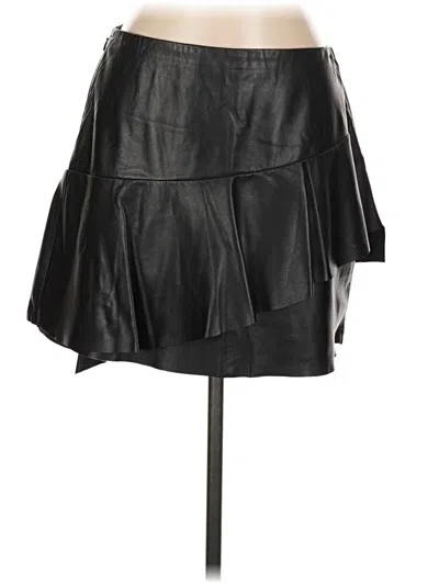 Pre-owned Joie Leather Skirt In Black