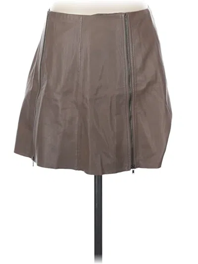 Pre-owned Joie Leather Skirt In Brown