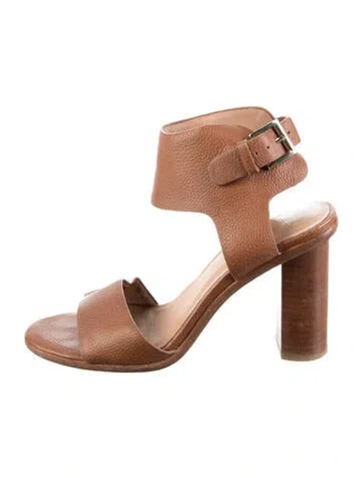 Pre-owned Joie Leather Slingback Sandals In Brown