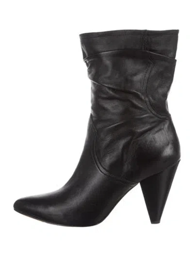 Pre-owned Joie Leather Slouch Boots In Black