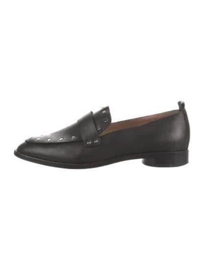 Pre-owned Joie Leather Studded Accents Loafers In Black