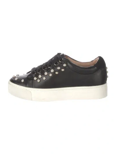 Pre-owned Joie Leather Studded Accents Sneakers In Black