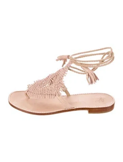 Pre-owned Joie Leather Tassel Accents Gladiator Sandals