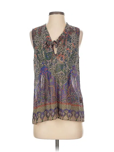 Pre-owned Joie Leather Top Green Plunge Neckline Tops