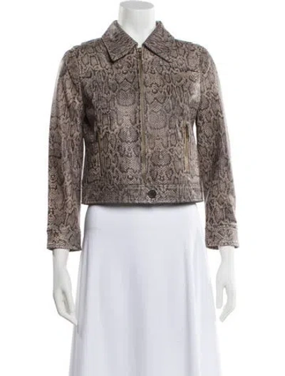 Pre-owned Joie Leather Tweed Pattern Faux Fur Jacket In Multi