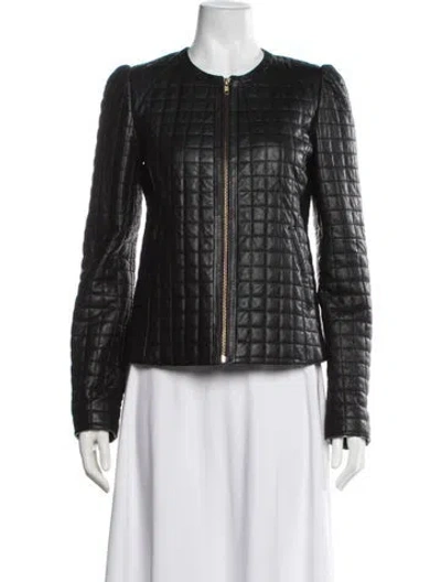 Pre-owned Joie Leather Tweed Pattern Jacket In Black