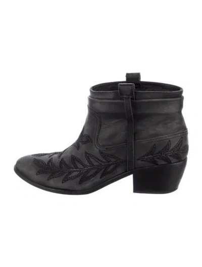 Pre-owned Joie Leather Western Boots In Grey