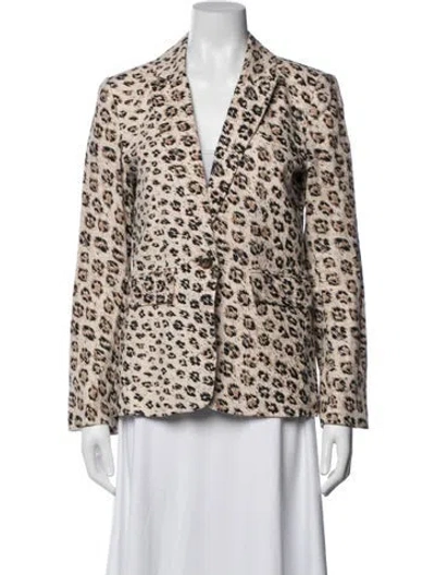 Pre-owned Joie Linen Animal Print Blazer In Multicolor