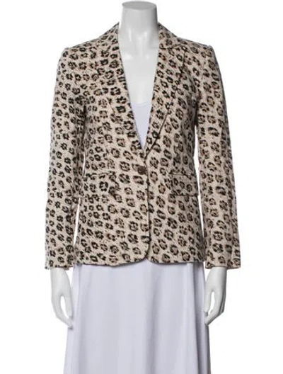 Pre-owned Joie Linen Animal Print Blazer In Neutrals