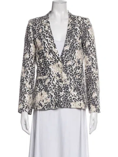Pre-owned Joie Linen Animal Print Blazer In Neutrals
