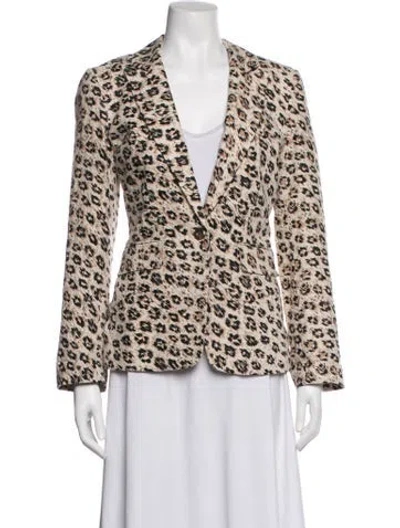 Pre-owned Joie Linen Animal Print Blazer In Neutrals