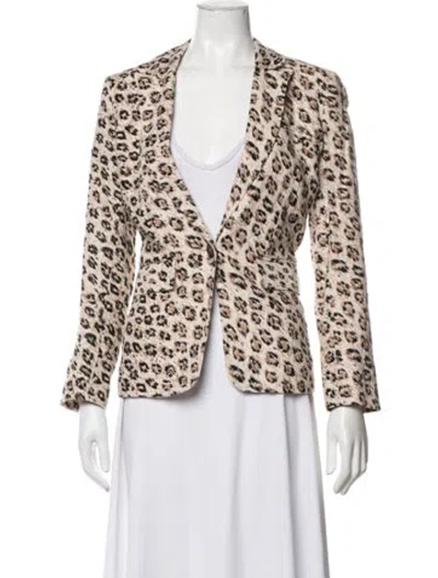 Pre-owned Joie Linen Animal Print Blazer In Neutrals