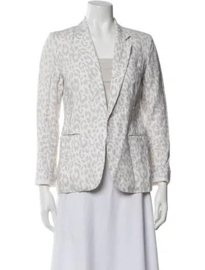 Pre-owned Joie Linen Animal Print Blazer In White