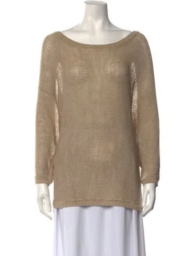 Pre-owned Joie Linen Bateau Neckline Sweater In Brown