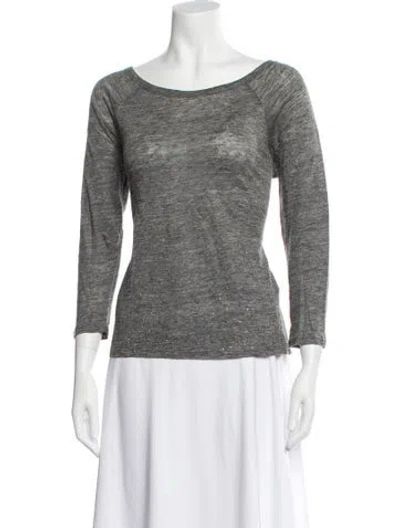 Pre-owned Joie Linen Bateau Neckline Sweater In Gray