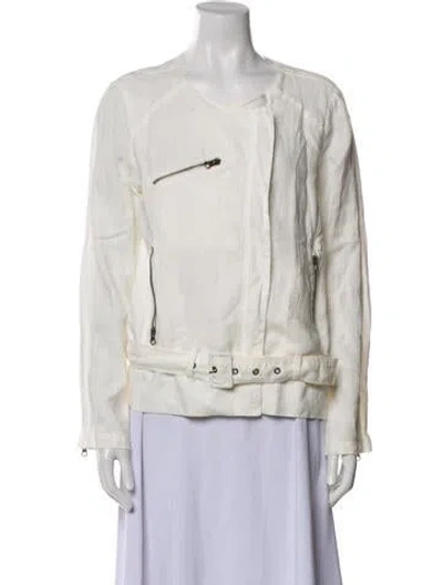 Pre-owned Joie Linen Biker Jacket In Neutral