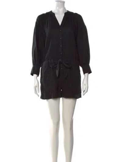 Pre-owned Joie Linen Crew Neck Romper In Black