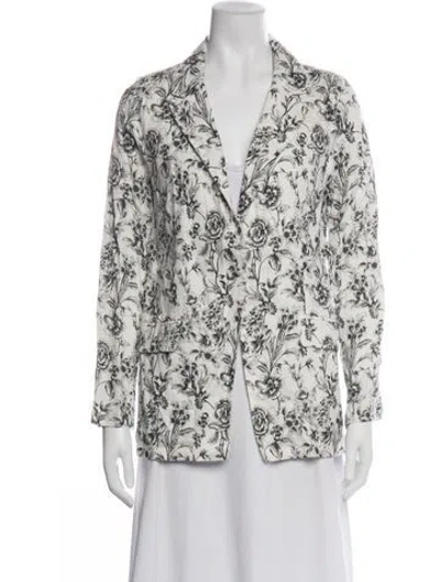 Pre-owned Joie Linen Floral Print Blazer In Multicolor