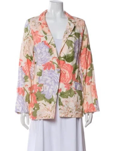 Pre-owned Joie Linen Floral Print Blazer In Neutral