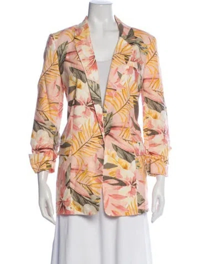 Pre-owned Joie Linen Floral Print Blazer In Pink