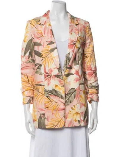 Pre-owned Joie Linen Floral Print Blazer In Pink