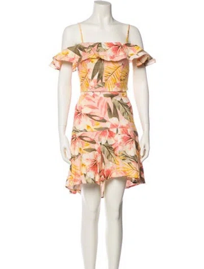 Pre-owned Joie Linen Floral Print Skirt Set In Multi