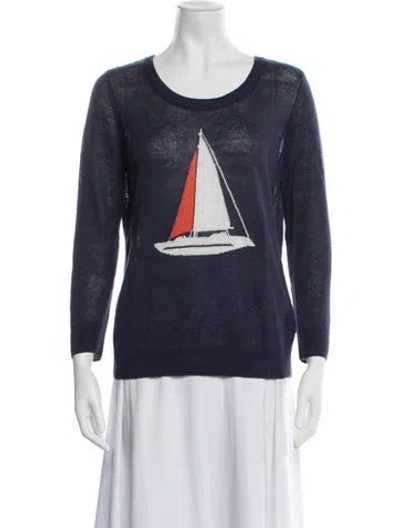 Pre-owned Joie Linen Graphic Print Sweater In Blue