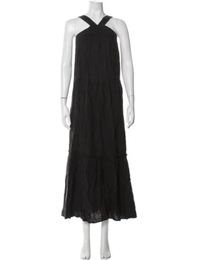 Pre-owned Joie Linen Long Dress In Black