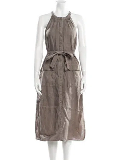 Pre-owned Joie Linen Long Dress In Gray