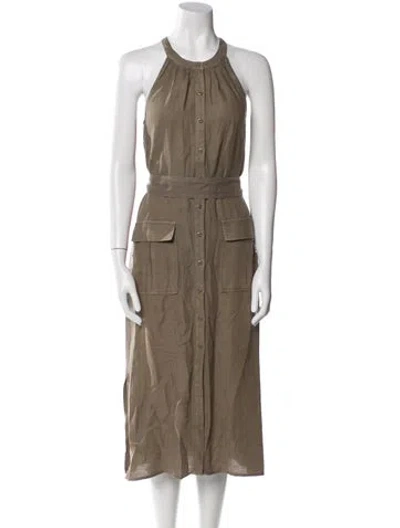 Pre-owned Joie Linen Long Dress In Green
