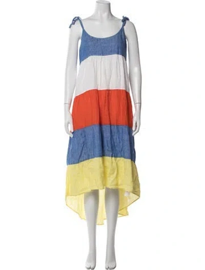 Pre-owned Joie Linen Midi Length Dress In Blue