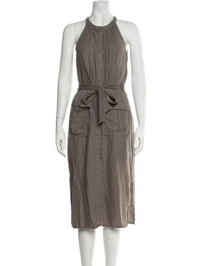 Pre-owned Joie Linen Midi Length Dress In Gray