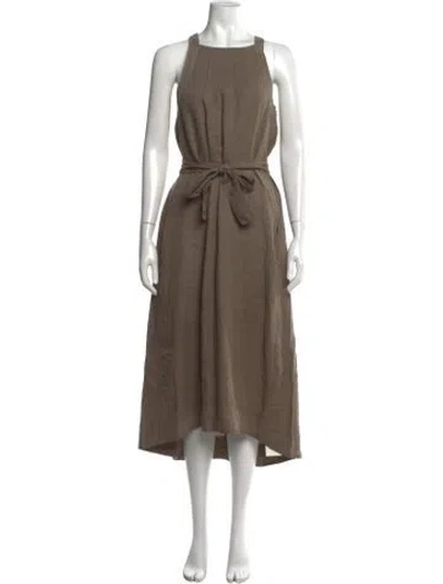 Pre-owned Joie Linen Midi Length Dress In Grey