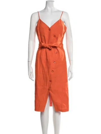 Pre-owned Joie Linen Midi Length Dress In Orange
