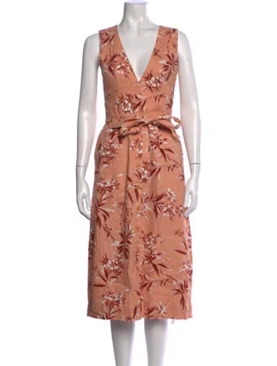 Pre-owned Joie Linen Midi Length Dress In Orange