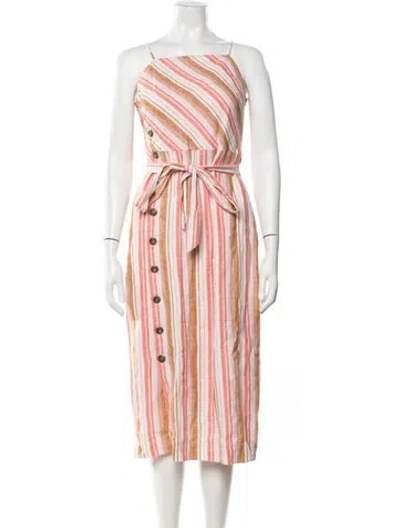 Pre-owned Joie Linen Midi Length Dress In Pink
