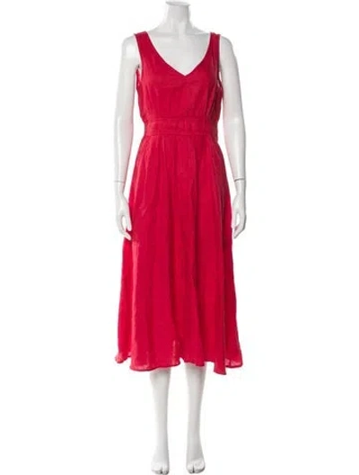 Pre-owned Joie Linen Midi Length Dress In Red
