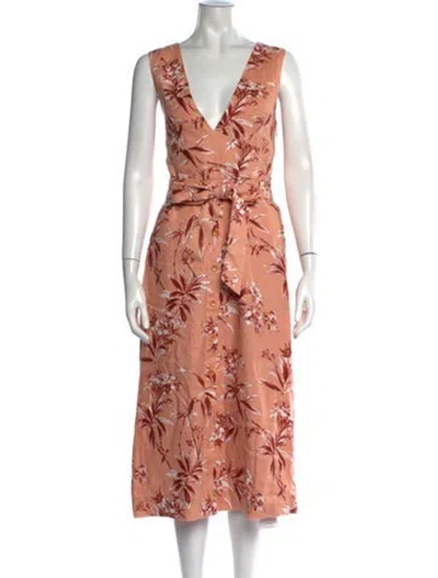 Pre-owned Joie Linen Midi Length Dress W/ Tags In Orange