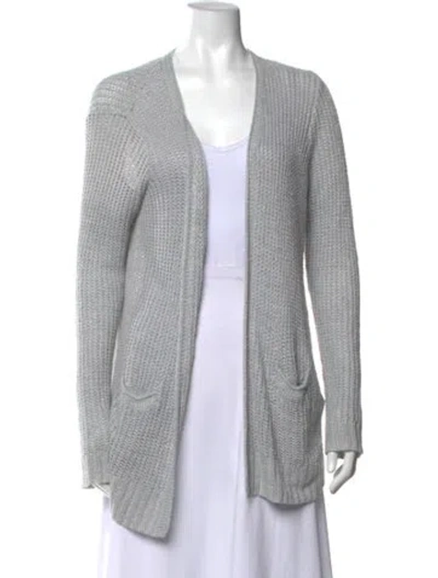 Pre-owned Joie Linen Open Front Sweater In Grey