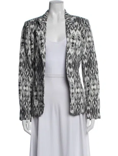 Pre-owned Joie Linen Patterned Blazer In Grey