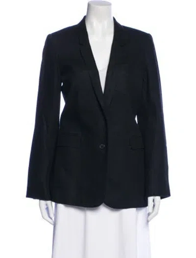 Pre-owned Joie Linen Plaid Print Coat In Blue