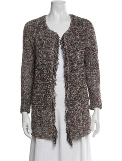 Pre-owned Joie Linen Printed Evening Jacket In Black