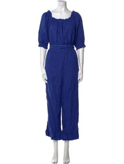 Pre-owned Joie Linen Scoop Neck Jumpsuit In Blue