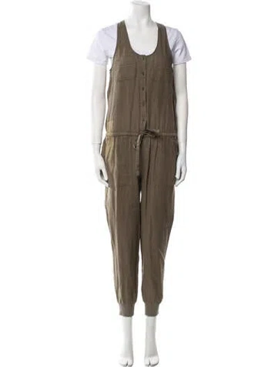 Pre-owned Joie Linen Scoop Neck Jumpsuit In Green