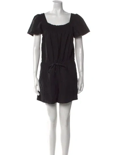 Pre-owned Joie Linen Scoop Neck Romper In Black